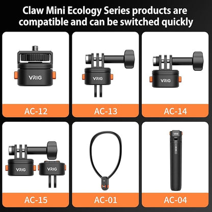 VRIG Mini Quick Release Base Mount for Action Camera, Magnetic Tripod Mount Adapter Compatible with DJI OSMO Action 5Pro/4/3,Go-Pro Hero 13/12/11/10, Akaso, Insta360 (Magnetic Accessories)