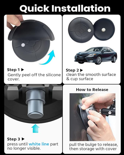 4.5" Suction Cup Camera Mount Universal Car Mount for Osmo 360 Camera, Phones, for Go-pro, for Insta360 Action Cams with 3.84" Magic Arm