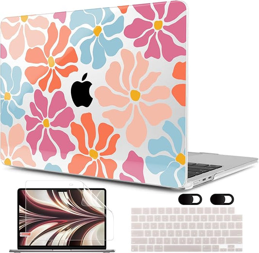 MEEgoodo Case for M5/M4/M3/M2 MacBook Air 13 inch 2026 2025 2024 2022, Fit Model A3449/A3240/A3113/A2681, Case Compatible with MacBook Air 13.6-inch, Minimalist Style Floral