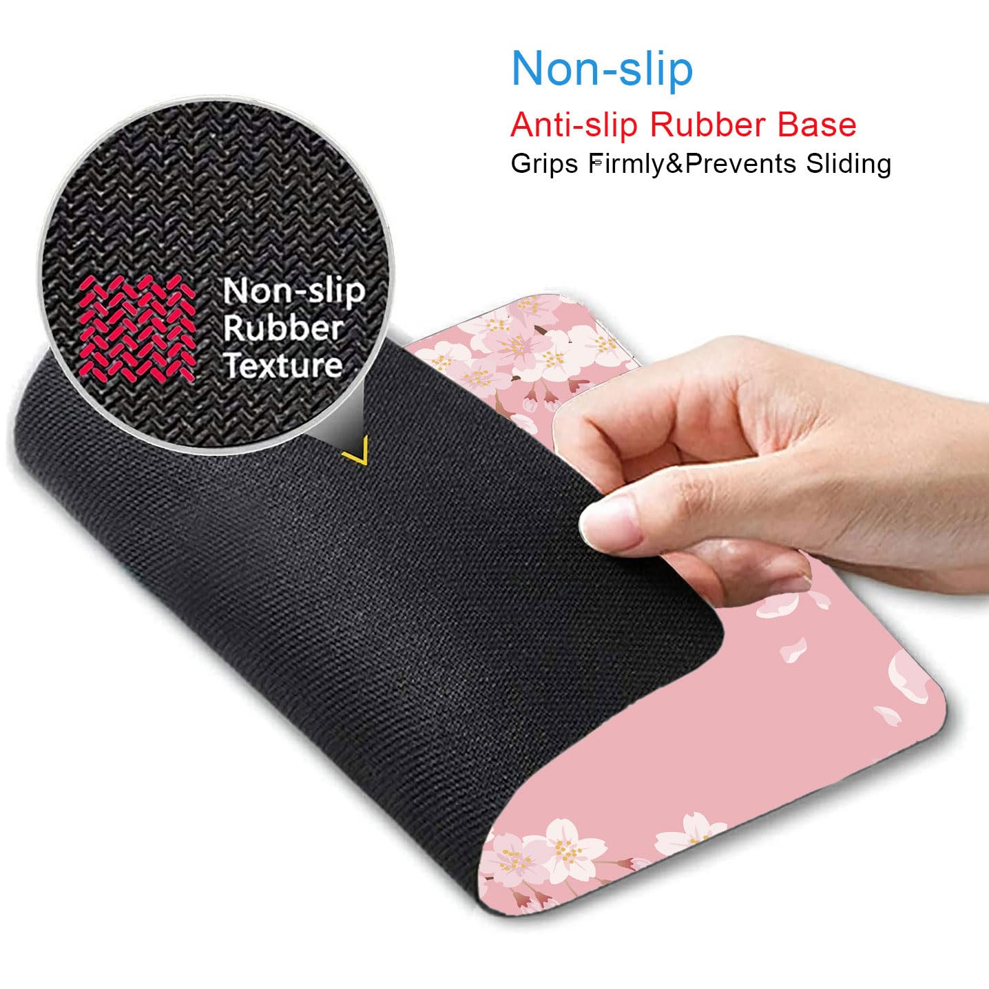 IMAYONDIA Cute Pink Mouse Pad, Floral Flowers Mouse Pad, Sakura Cherry Blossom Mousepad, Japanese Aesthetic Desk Decor, Anti Slip Rubber Base Mice pad for Computer Office Girl, 9.5 x 7.9 Inch