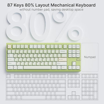 Chilkey ND TKL Aluminum Mechanical Keyboard, 87 Keys Tenkeyless Wireless Gaming Keyboard, Tri-Mode BT5.3/2.4GHz/USB-C PBT Keycaps Hot Swappable Custom Key Board for Windows Laptop Office PC