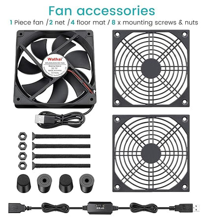 Wathai Cooling Case Fan for Receiver DVR Xbox TV Box Router 120mm x 25mm 5V USB Power