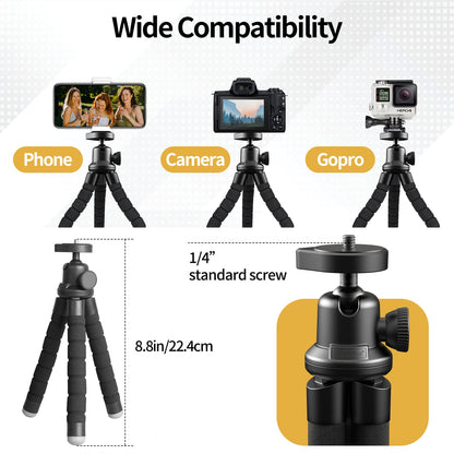 Phone Tripod for iPhone, Flexible Mini Stand with Remote for Recording
