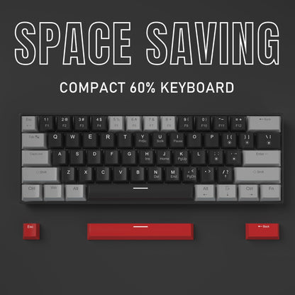 Camiysn 60% Mechanical Gaming Keyboard,Mixed Color Keycaps Gaming Keyboard with Linear Red Switches, Detachable Type-C Cable Mini Keyboard with Blue LED Light for PC/Laptop