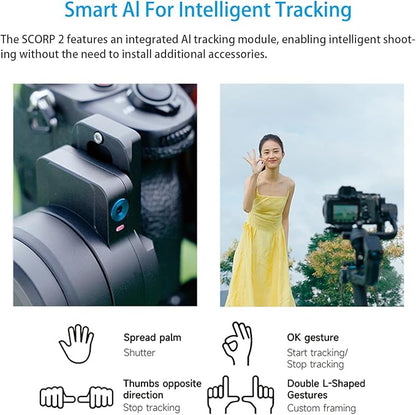 FeiyuTech SCORP 2 Gimbal Stabilizer for DSLR and Mirrorless Camera, Integrated Al Tracking Sensor, 3-Axis Camera Stabilizer for Sony Canon Panasonic Nikon, 2.5kg Payload Touch Screen Vertical Shooting