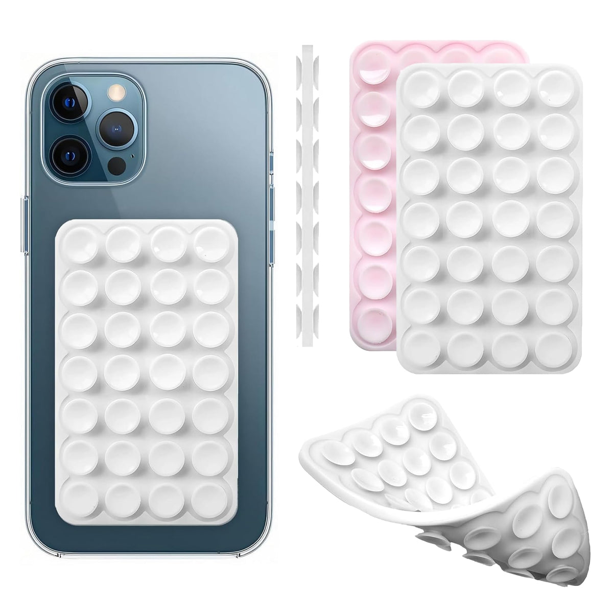 DreamsLink.LC Silicone Double-Sided Suction Phone Mount - White Small