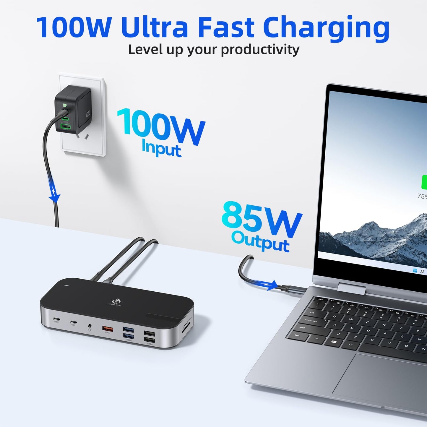 LIONWEI Laptop Docking Station,16 in 1 USB C Docking Station Triple Monitor