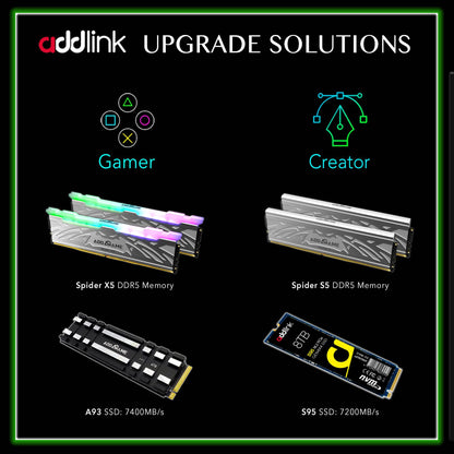 Addlink A93 4TB Storage Expansion for PS5 Console with Heatsink, Up to 7400mb/s, Gen 4 PCIe NVMe m.2 2280, SLC Cache Internal Solid State Drive(‎ad4TBA93M2P)