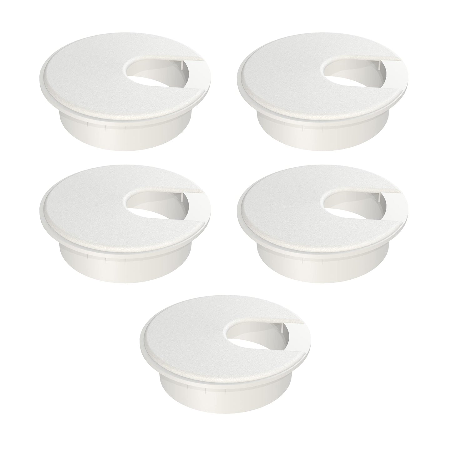 MAHDPRO Desk Grommet White 2 Inch (50 mm) Pack of 5-ABS Plastic Desk Cord Hole Cover to Arrange Cables & Wires Through Computer Table/Countertops