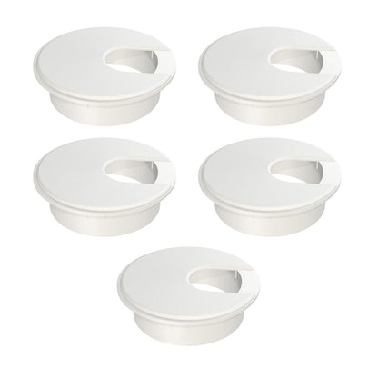 MAHDPRO Desk Grommet White 2 Inch (50 mm) Pack of 5-ABS Plastic Desk Cord Hole Cover to Arrange Cables & Wires Through Computer Table/Countertops
