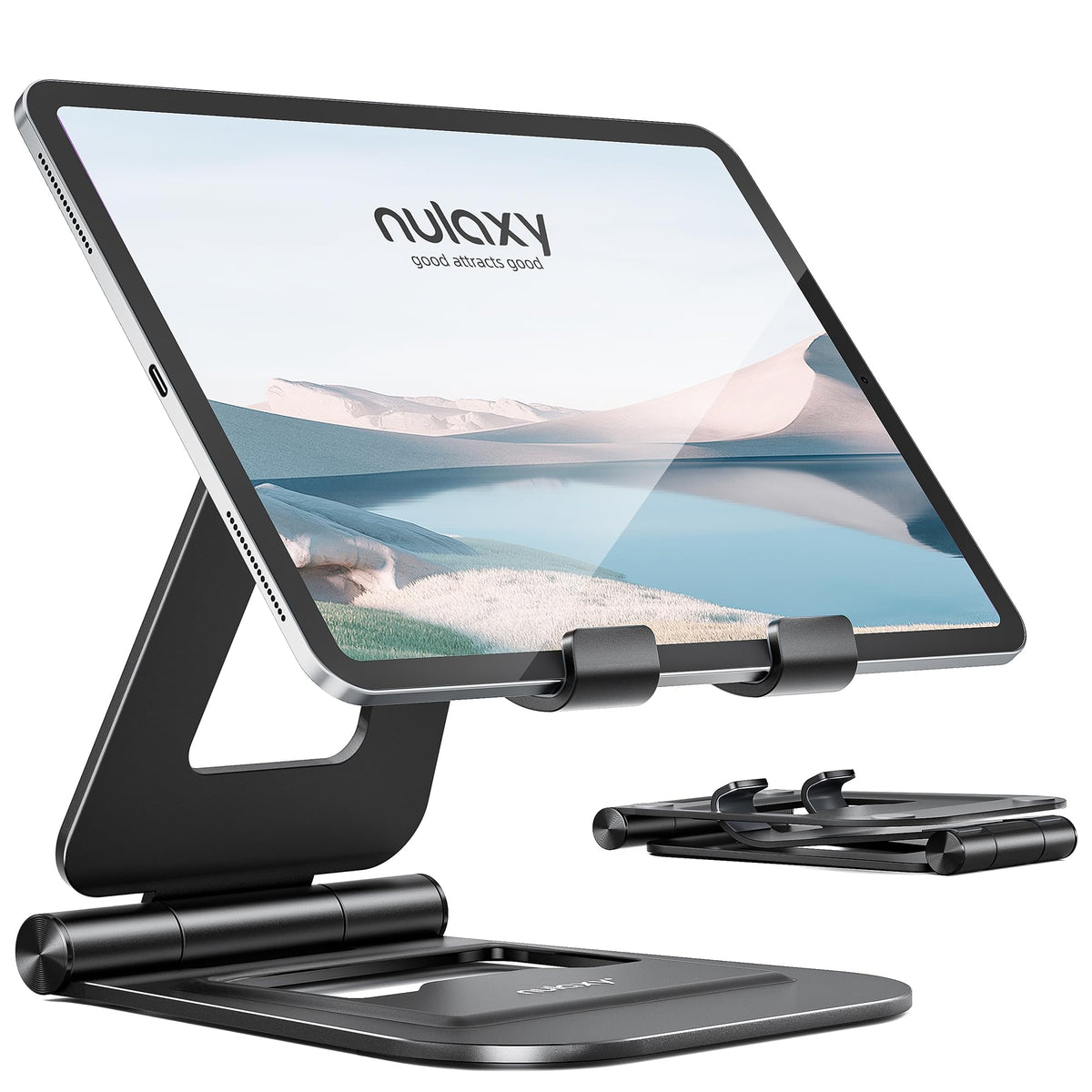 Nulaxy Dual Adjustable Foldable iPad Stand, Full Aluminum, Rose Gold