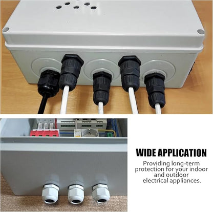 25 Pcs Nylon Cable Glands, PG7 PG9 PG11 PG13.5 PG16 Strain Relief Cable Cord Connector IP68 Waterproof Junction Box Wire Protectors Adjustable for 3-13mm Cable Diameter
