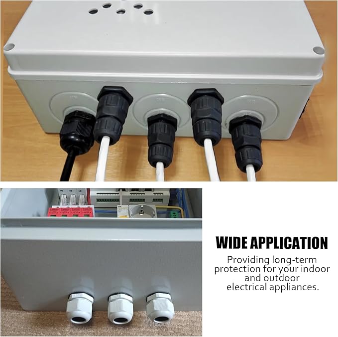 2 Pcs 1" NPT Nylon Cable Glands, Black Strain Relief Cable Cord Connector IP68 Waterproof Junction Box Wire Protectors Adjustable for 18-25mm Cable Diameter