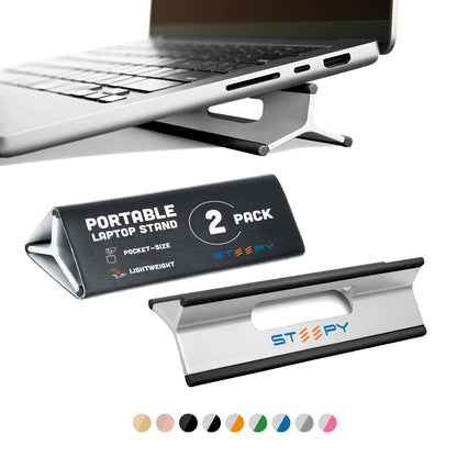 Steepy Portable Laptop Stand for Desk – Adjustable Height, & Portable Laptop Holder – Ergonomic Computer Stand for Cooling & Comfort – Slip-Proof, Sturdy Design – Universal Fit for 13-17 Inch Devices