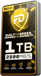 Fantom Drives Extreme 1TB External SSD - 2800MB/s, Thunderbolt 3, USB Type-C, Aluminum, 3D NAND TLC, TB3X-2300N1TB
