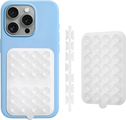 SUCKY Double Sided Suction Phone Octo Cup Buddy Mount - Anti-Slip Holder, Hands-Free Phone Accessory for iPhone and Android - Sticky Grip for Selfies, Videos - Clear