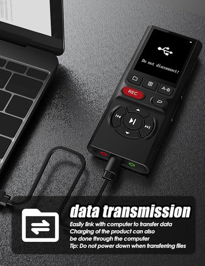 64GB Jaswill Digital Voice Recorder with Playback Long Battery 2-inch Screen MP3 Audio Recording for Meetings Lectures and Interviews Portable USB Recording Device with Voice Activation