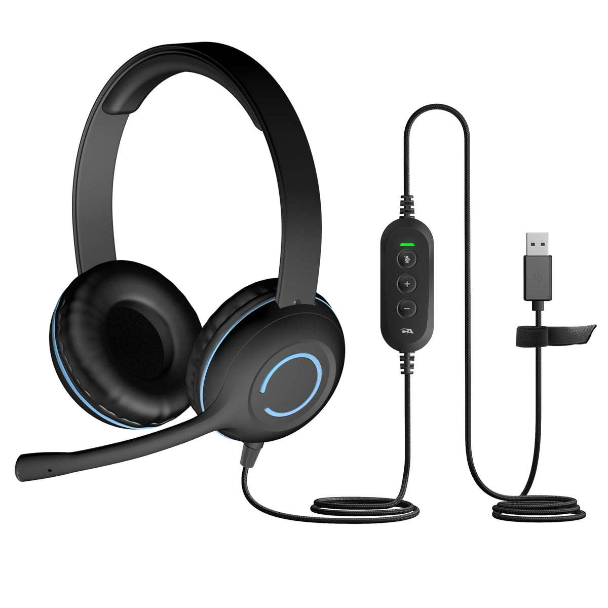 Cyber Acoustics AC-5008 USB-A Headset with in-Line Volume Control, 10 Pack
