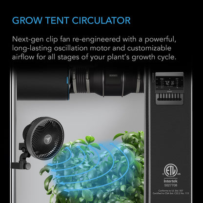 AC Infinity CLOUDRAY S6, Grow Tent Clip Fan 15cm with 10 Speeds, EC Motor