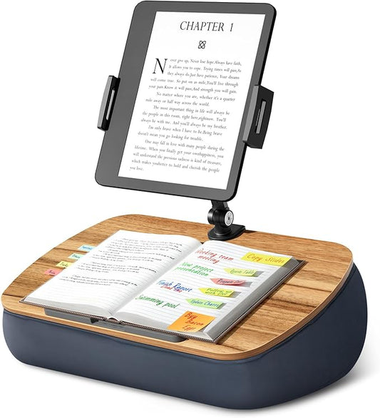 ERGONOV Lap Cozy Kindle Pillow Stand for Bed with Adjustable Arm, 360° Tablet Holder, Fits 4.7"-13" Kindle, iPad, Phone, Lap Desk for Hands Free Reading in Bed, Couch, Sofa,Gray