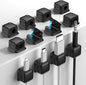 12 Pack Magnetic Cord Organizer Holder, Strong Adhesive Desk Cable Management, Easy Open, Organize Phone Charging Cords, Wire Holder, Neatly for Home, Office, Car, Desk, Nightstand - Black
