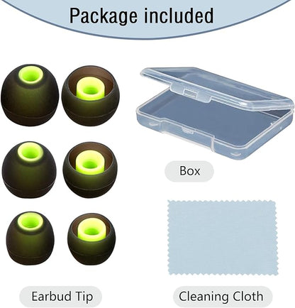 Silicone Replacement Earbud Tips Earbud Covers Fit for in-Ear Headphones (Inner Hole 3.8mm -5.1mm) Earbud Replacement Tips Earbud Rubber Tips 9 Pairs S/M/L