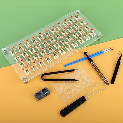 YIMAGUJRX RUNJRX 44 Keyboard Switches Acrylic Lube Station,Switch Films 120Pcs,Switch Opener for MX Cherry Kailh Akko,Lube Tool for Mechanical Keyboard