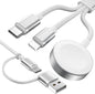 White-Upgraded 3 in 2 USB C Cable for Watch Charger Phone Charger USB C Multi Fast Charging Cable Compatible with Watch Ultra/SE/10/9/8/7/6/5/4/3/2/1 & Phone 16/15/14/Galaxy S23-4FT