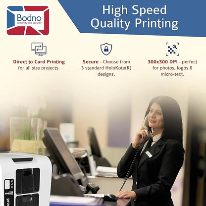 Bodno Magicard Pronto 100 ID Card Printer & Complete Supplies Package ID Software - Silver Edition