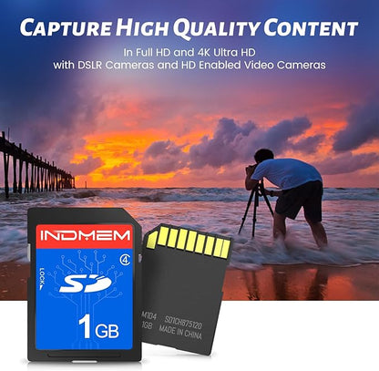 INDMEM SD Card 1GB, 6 Packs Class 4 1GB Flash Memory Card MLC Standard Secure Digital Cards Camera Card