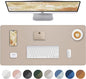 Leather Desk Protector, Large Mouse Pad, Non-Slip, Waterproof PU Leather Blotter Mat, Desk Cover for Office and Home (Beige, 36" x 17")