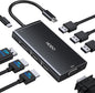 USB C Docking Station Dual Monitor Adapter for Dell HP, Laptop Docking Station 3 Monitors Quadruple Display USB C Hub Dongle to 4K HDMI+DisplayPort+VGA,3 USB2.0,100W PD, 8 in 1 Thunderbolt Dock
