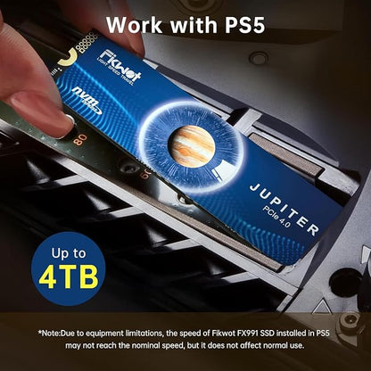 FX991 M.2 SSD 1TB NVMe SSD M2 2280 PCIe Gen 4x4, Read Up to 7100MB/s, Internal Solid State Drive for PS5 Laptop Desktop 3D QLC NAND