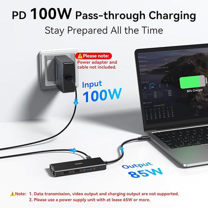HODO USB C Docking Station Dual Monitor Adapter for Dell HP, Laptop Docking Station 3 Monitors Quad Display USB C Hub Dongle to 2 HDMI 4K,DP 8K, VGA,4 USB,PD, Adapter 9 in 1 Laptop Dongle