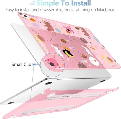 MEEgoodo for M4/M3/M2 MacBook Air 15.3 inch Case 2025 2024 2023, Case Fit Model (A3241/A3114/A2941) for MacBook Air 15 inch, Laptop Hard Shell with Keyboard Cover, Space & Animals
