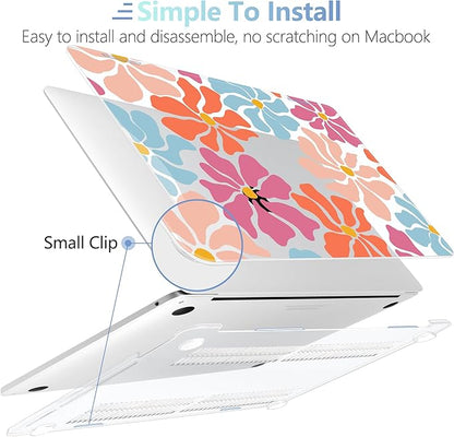 MEEgoodo Case for MacBook Pro 13 inch Case 2022 2021 2020 A2338 M2/M1 A2251 A2289,Laptop Hard Shell with Keyboard & Camera Cover Compatible with 13 inch MacBook Pro,Minimalist Style Floral
