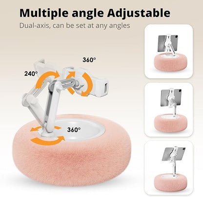 Tablet Pillow Stand for Reading, Adjustable Tablet Pillow Stand for Lap with Detachable Bowl, Fits 4.7"-13" Kindle/Phones/Tablets, Watch Videos, Stream Media, Pink