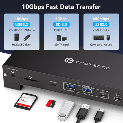 USB C Laptop Docking Station 3 Monitors 4K with 120W Power Supply 15-in-1 Thunderbolt Dock for Multiple Monitors with 2DP and HDMI Port PD100W/10Gbps USB/SD&TF/Ethernet etc (macOS-No Extended Mode)