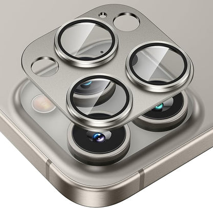 Tensea for iPhone 16 Pro/iPhone 16 Pro Max/iPhone 15 Pro/iPhone 15 Pro Max Camera Lens Protector, Metal Aluminum Alloy Tempered Glass Cover Camera Screen Protector Accessories, Case Friendly