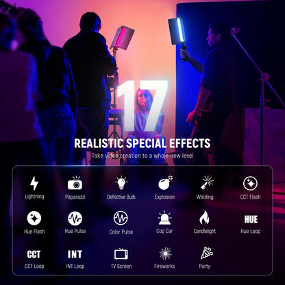 NEEWER RGB1 LED Tube Light Stick with Metal Barndoor, Handle, Touch Bar/APP Control, Magnetic Handheld RGB Video Light, 3200K-5600K CRI98+ Dimmable Photography Lighting with 6400mAh Battery, 17 Scenes