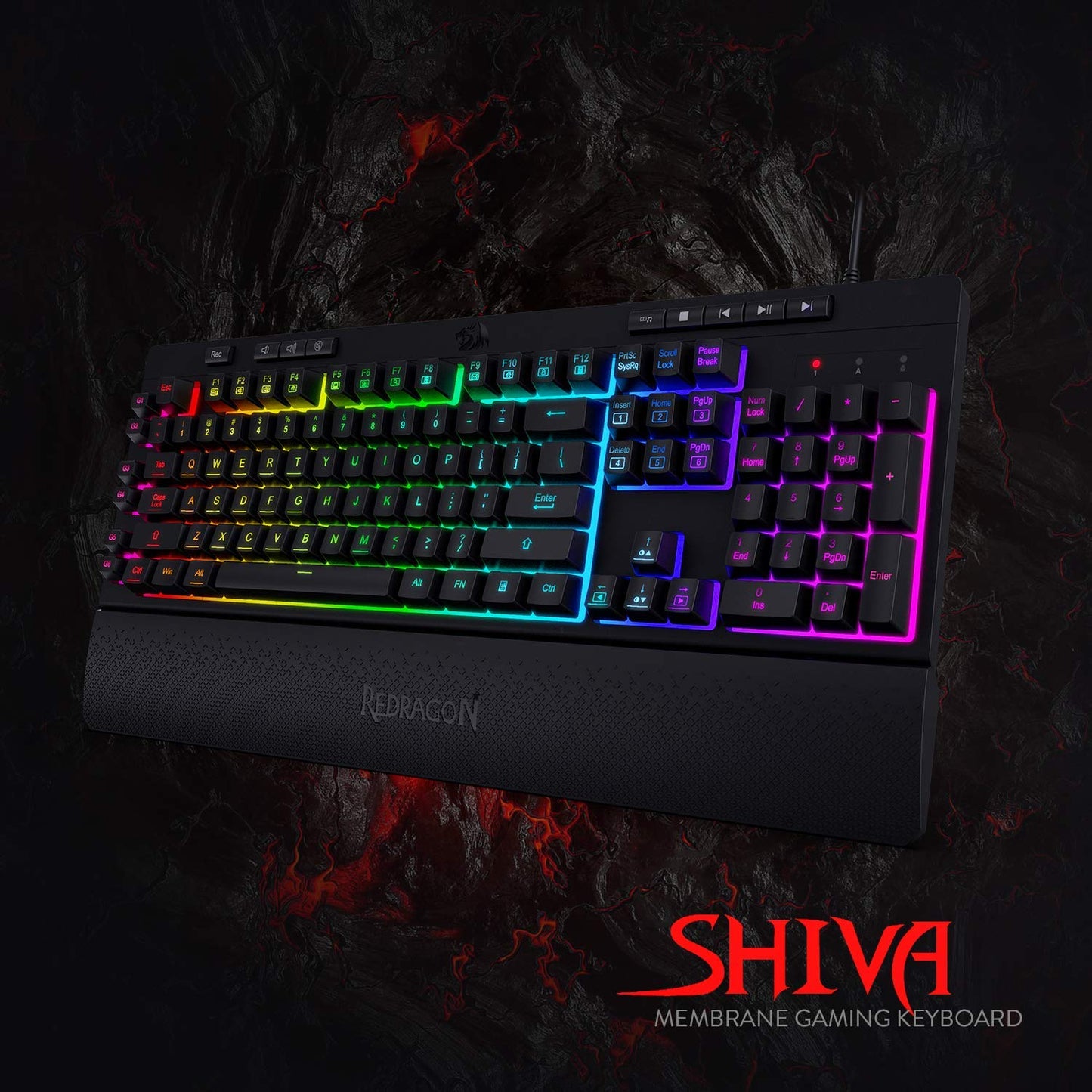 Redragon K512 RGB Membrane Gaming Keyboard, 6 Macro Keys & Easy Media Wheel
