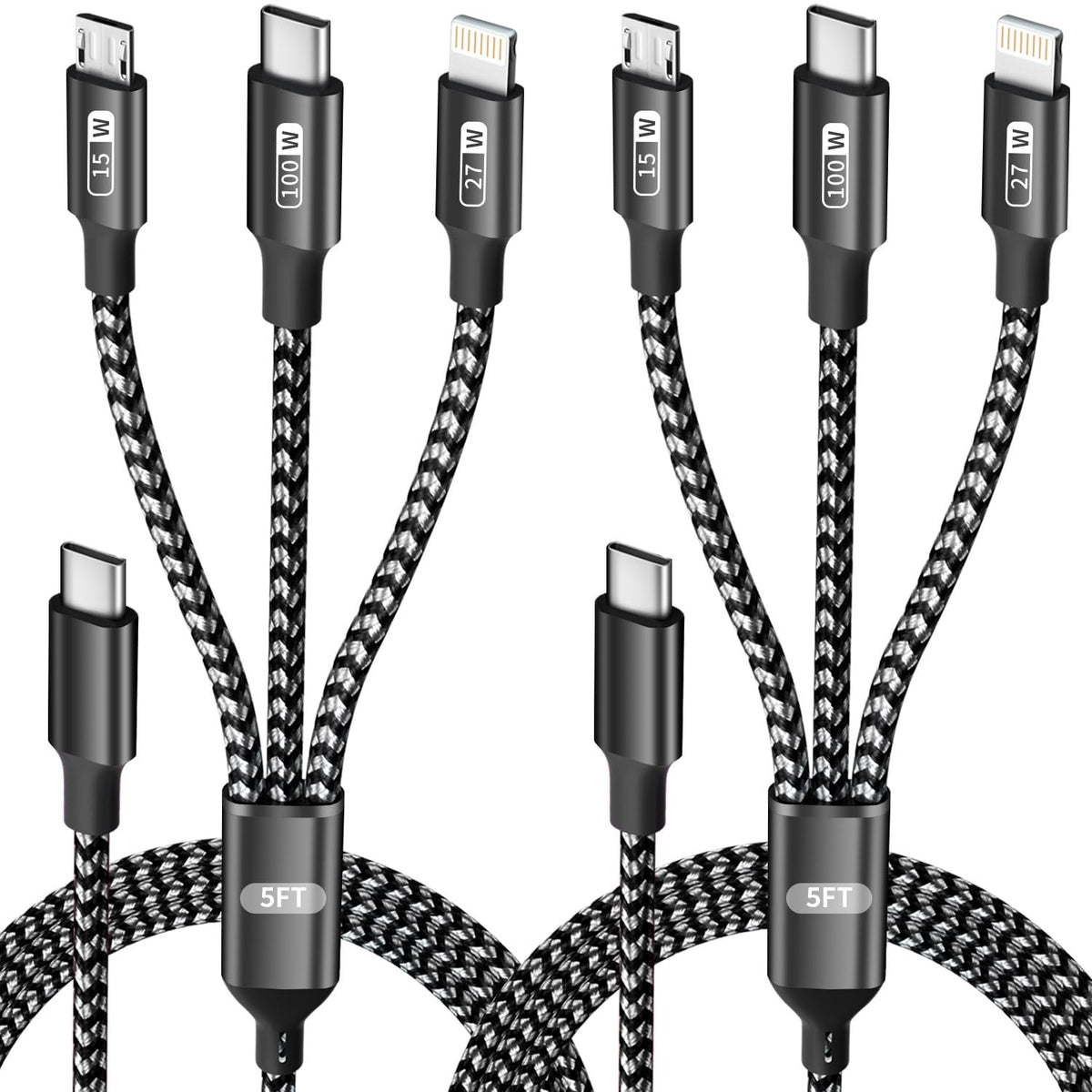 Multi Charging Cable(3Pack 4FT), 3 in 1 Charging Cable for Multiple Devices