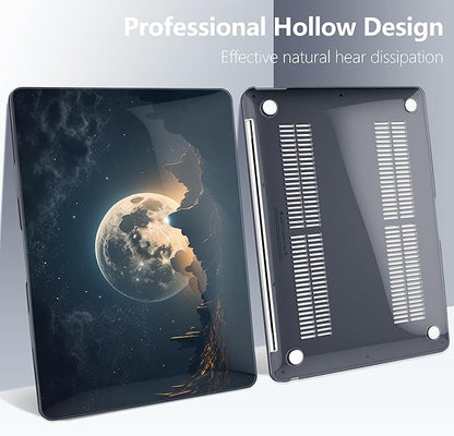 Batianda Case for M1 MacBook Air 13 Inch Model A2337 A2179 A1932 2021 2020 2019 Release,3D Painted Creative Series Design Hard Shell with Keyboard Cover & Screen Protector, Moon in Sky
