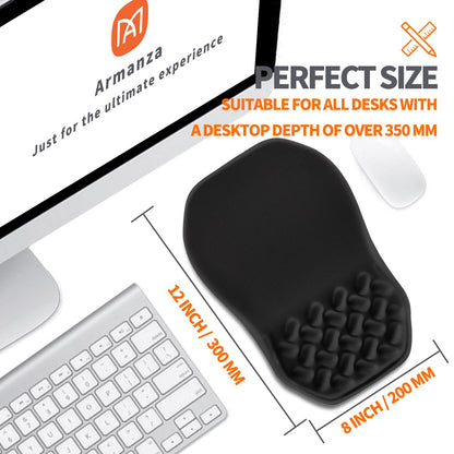 Armanza Ergonomic Slope Mouse Pad Wrist Support, Wrist Rest Mousepad for Carpal Tunnel Pain Relief with Massage Bulge and Slow Rebound Memory Foam (12x8 inch, Black)