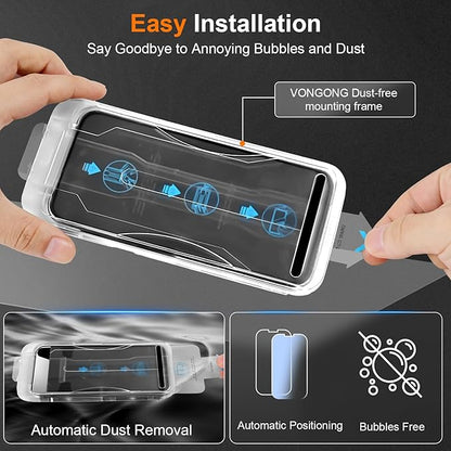iPhone 15 Pro Max Screen Protector,Durable and Drop-Proof with 9H Hardness,Bubble-and-Dust-Free 15 Pro Max HD High-Aluminum Tempered Glass,Easy Installation Exclusively,2 Pack