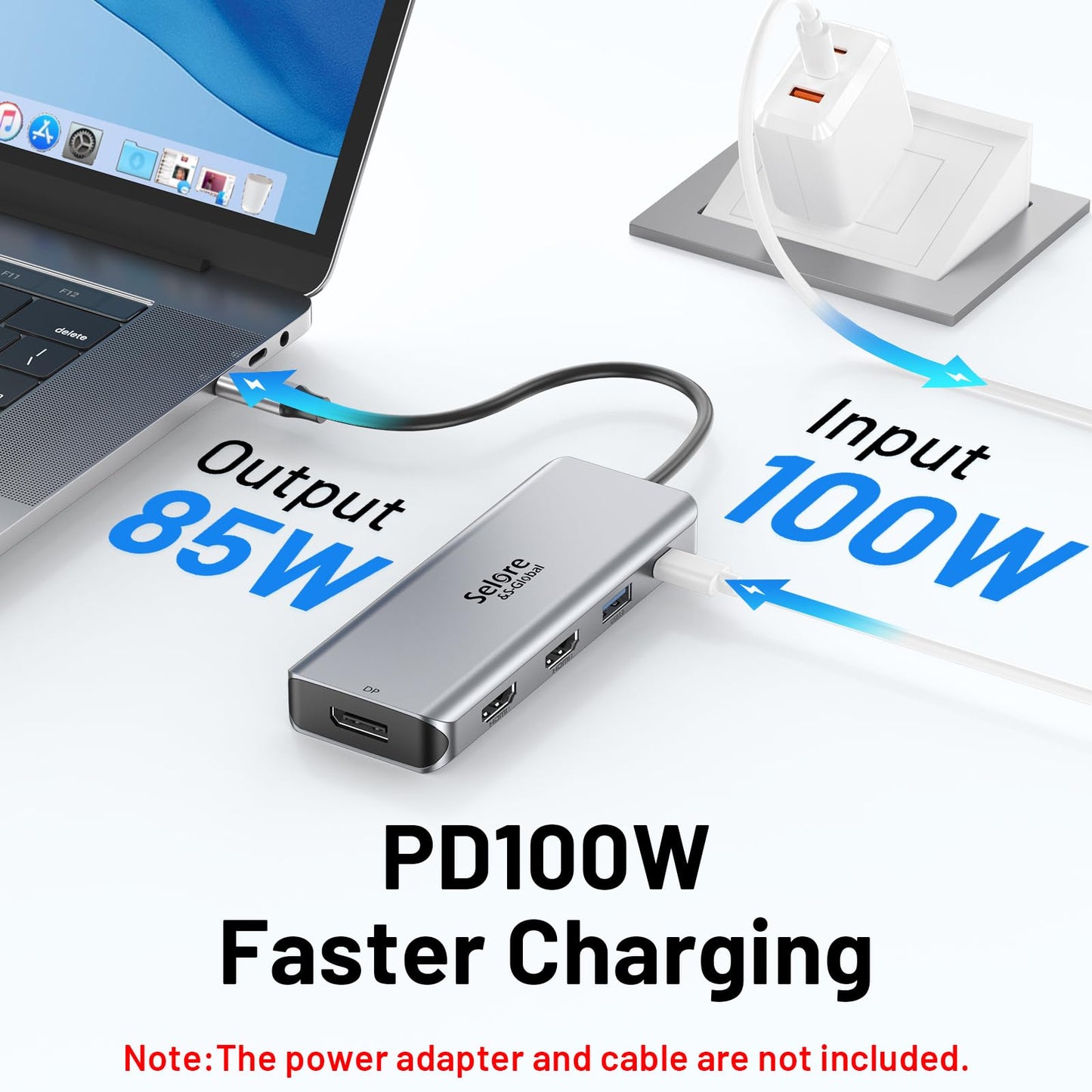 USB C Docking Station Dual HDMI Monitor Adapter 9 in 1 Triple Display Hub