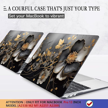 CISSOOK Compatible with MacBook Pro 13 inch Case M2 2025-2020 A2338 M1 A2251 A2289 Model with Touch Bar, Plastic Flower Hard Shell &Keyboard Cover&Screen Protector, Abstract Oil Painting