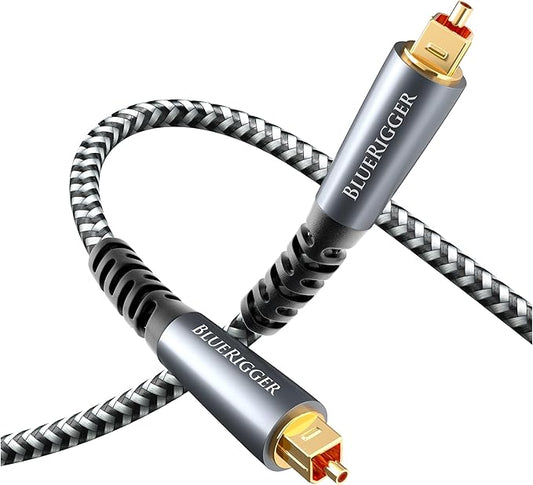 BlueRigger Digital Optical Audio Cable (6FT, Toslink Cable for Soundbar, Braided Fiber Optic, S/PDIF, Metal Shell) - Compatible with HomeTheatre, TV, Game Console (PS4, Xbox), DVR