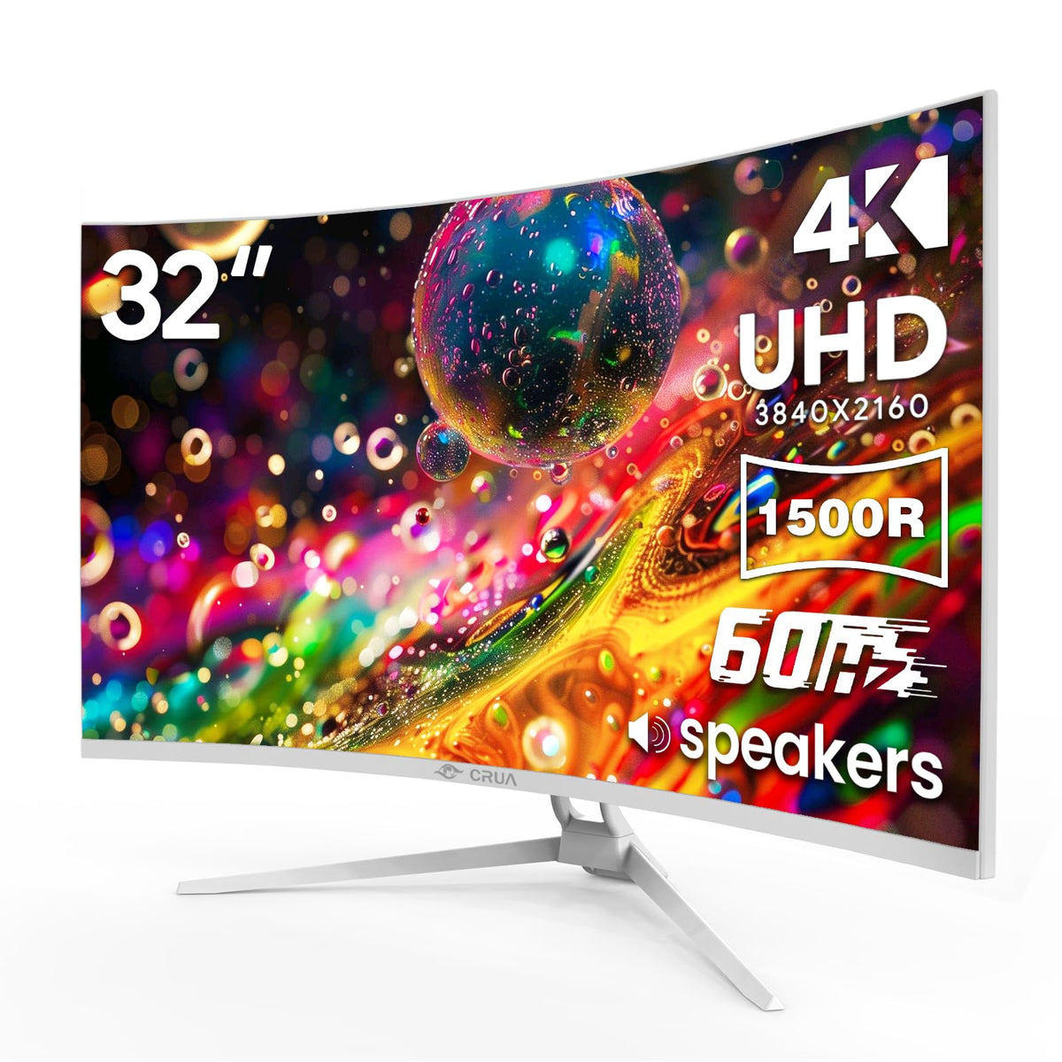 CRUA 27 Inch FHD 100Hz White Curved Computer Monitor, 1800R VA, Frameless