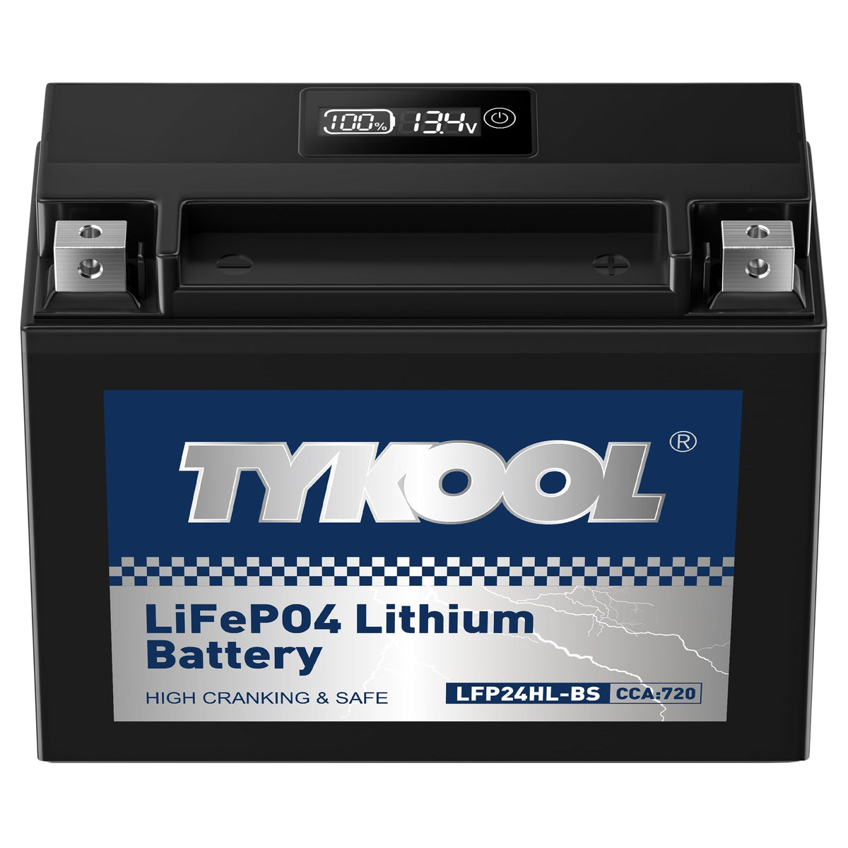TYKOOL LFP20CH-BS-PRO LiFePO4 Lithium Battery, Replaces YTX20CH-BS YTX20CH, 420CCA 7Ah fits for BMW K1600GT GTL R1250RT R1200RT (2014-2023) Suzuki KingQuad 750 (2008-2024), [- +]